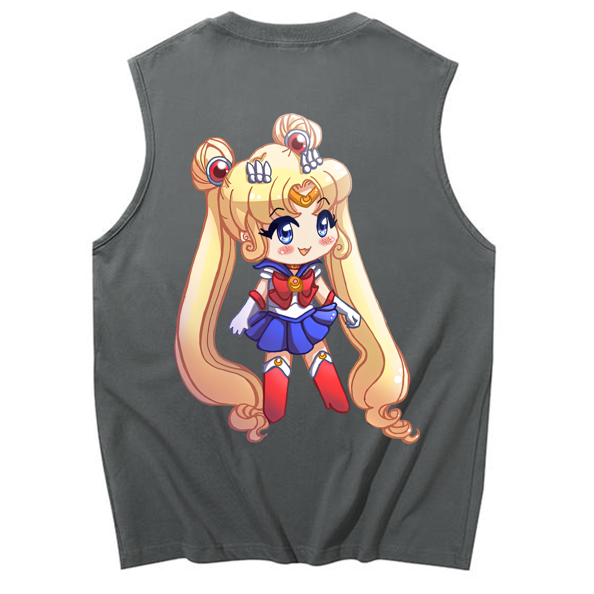 （画像用） 美少女戦士セーラームーン 月野 うさぎ つきの うさぎ Sailor Moon Tsukino Usagi コットン100％タンクトップ（背面プリント）